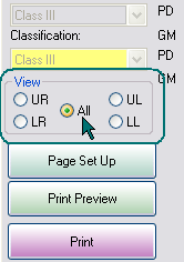 Perio Quadrant View selection box