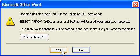 SQL confirmation