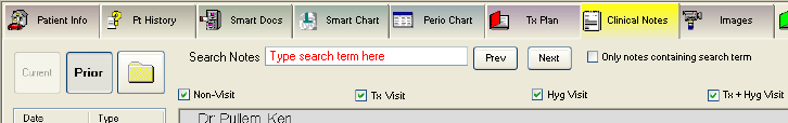 Clinical Notes Filtering screen clip